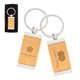 Promotional Sterling Silver Plated Bamboo Rectangle Keyring
