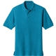 aerial view a turquoise port authority silk touch polo shirt, image 1 of 5
