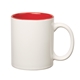 aerial view a white with red 11 oz hughes stoneware mug with c - handle, image 1 of 2