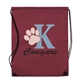 aerial view a burgundy non woven sport drawstring backpack, image 1 of 4