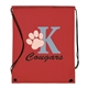 aerial view a red non woven sport drawstring backpack, image 1 of 4