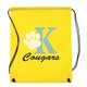 aerial view a yellow non woven sport drawstring backpack, image 1 of 4