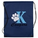 aerial view a navy blue non woven sport drawstring backpack, image 1 of 4