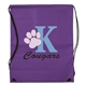 aerial view a purple non woven sport drawstring backpack, image 1 of 4