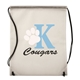 aerial view a white non woven sport drawstring backpack, image 1 of 4