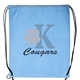 aerial view a carolina blue non woven sport drawstring backpack, image 1 of 4
