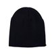 aerial view a black 100 acrylic rib knit beanie, image 1 of 2