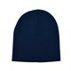 aerial view a navy blue 100 acrylic rib knit beanie, image 1 of 2