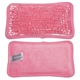 aerial view a pastel pink plush mini hot / cold pack, image 1 of 2