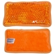 aerial view a pastel orange plush mini hot / cold pack, image 1 of 2