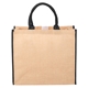 aerial view a black the large jute tote with hook and loop closure, image 1 of 3