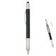 aerial view a black with silver trim screwdriver pen with stylus, image 1 of 3