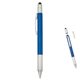 aerial view a blue with silver trim screwdriver pen with stylus, image 1 of 5