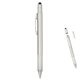 aerial view a silver with silver trim screwdriver pen with stylus, image 1 of 3