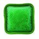 aerial view a green plush square gel bead hot / cold pack, image 1 of 2