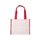 aerial view a red cotton gusset accent box tote bag, image 1 of 3