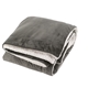 aerial view a gray polyester sherpa throw, image 1 of 5