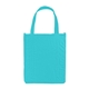 aerial view a teal atlas non - woven grocery tote bag with reinforced handles, image 1 of 2