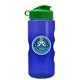 a transparent blue bottle & green lid mini mountain 22 oz tritan(tm) sports bottle with flip lid and digital imprint