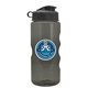 aerial view a transparent smoke bottle & black lid mini mountain 22 oz tritan(tm) sports bottle with flip lid and digital imprint, image 1 of 2