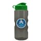 a transparent smoke bottle & green lid mini mountain 22 oz tritan(tm) sports bottle with flip lid and digital imprint