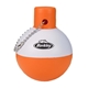 aerial view a orange/white fishing bobber floater key tag, image 1 of 2