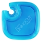 aerial view a transparent blue plastic wine and snack tray, image 1 of 2