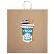aerial view a brown kraft 100 recycled paper eco shopper duke bag - 4- color heat transfer, image 1 of 4