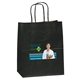 aerial view a black matte paper 100 recyclable munchkin bag - 4- color heat transfer, image 1 of 2