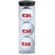 a black 3 golf balls in tube