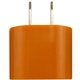 aerial view a orange oval ac charger wall adapter, image 1 of 2