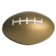 aerial view a gold metallic football shaped squeezies stress reliever, image 1 of 2