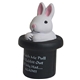 aerial view a white magic white rabbit in top hat stress reliever, image 1 of 7