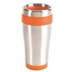 aerial view a orange 16 oz bpa - free plastic blue monday steel tumbler with color trim - 16 oz., image 1 of 2