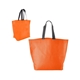 aerial view a orange two - tone heat sealed non - woven tote bag, image 1 of 2