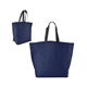 aerial view a navy-blue two - tone heat sealed non - woven tote bag, image 1 of 2