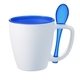aerial view a translucent blue 16 oz stirn sip mug(tm) w / spoon, image 1 of 2