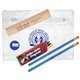 a clear/white clear translucent school kit - 2 pencils, wood ruler, crayon, pencil sharpener