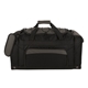 aerial view a black 600d polyester bungee top duffel bag, image 1 of 2