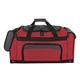aerial view a red 600d polyester bungee top duffel bag, image 1 of 2