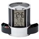 aerial view a silver-black desk caddy clock with digital calendar, image 1 of 4