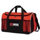 a red 600d polyester grant duffel bag