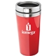 a red brawley 16 oz travel tumbler
