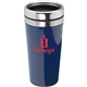 a blue brawley 16 oz travel tumbler