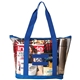 a blue 600d poly cayman clear tote