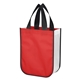 aerial view a red laminated fashion tote non - woven shopper tote bag, image 1 of 2
