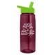 aerial view a translucent burgundy bottle & lime green lid 26 oz flair tritan water bottle with flip straw lid, image 1 of 3