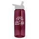 aerial view a translucent burgundy bottle & white lid 26 oz flair tritan water bottle with flip straw lid, image 1 of 3