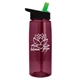 aerial view a translucent burgundy bottle & black with green spout lid 26 oz flair tritan water bottle with flip straw lid, image 1 of 3