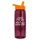 aerial view a translucent burgundy bottle & orange lid 26 oz flair tritan water bottle with flip straw lid, image 1 of 3